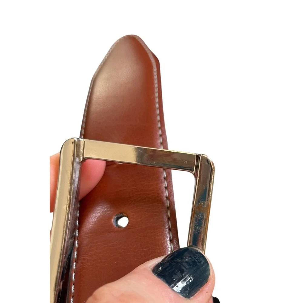 Brown Genuine Leather Belt with Silver Buckle Size 38 by Duchamp London